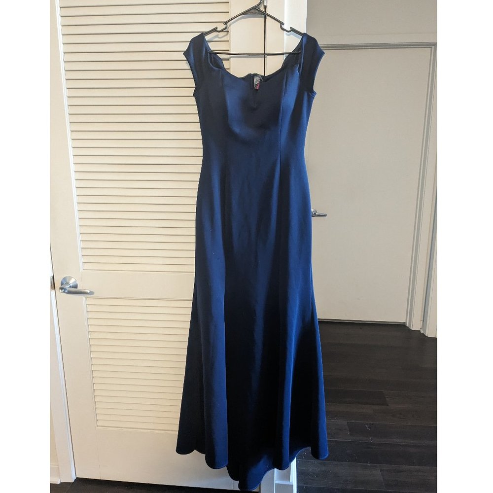Blue Vince Camuto Trumpet Off the Shoulder Gown